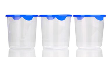 plastik üzerinde beyaz izole besin konteynerler