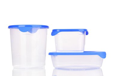 plastik üzerinde beyaz izole besin konteynerler