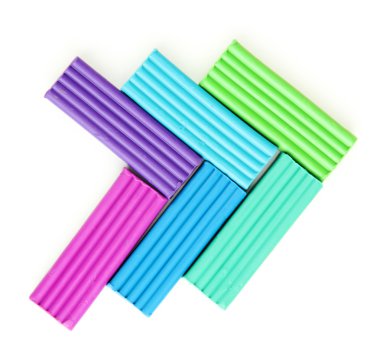 Çocuk parlak hamuru üzerine beyaz izole