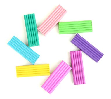 Çocuk parlak hamuru üzerine beyaz izole