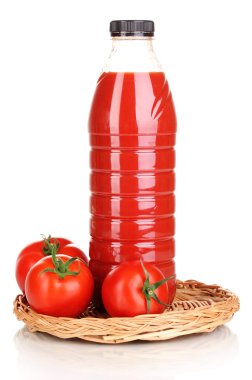 domates suyu şişesi üzerinde beyaz izole hasır mat