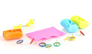 renk Kırtasiye yakın çekim üzerinde beyaz izole