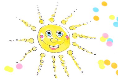 Beyaz arka plan üzerinde güneş boyama