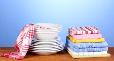 üzerinde mavi arka plan yakın çekim yemekleri ile mutfak havlular