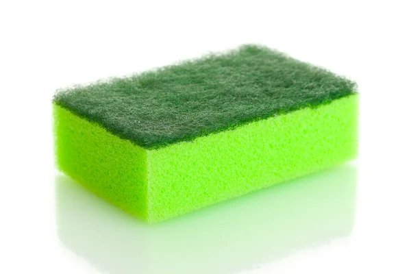 Zielona gąbka na białym tle — Zdjęcie stockowe