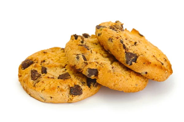 Chocolate chips cookies isolated on white — Stock Photo, Image