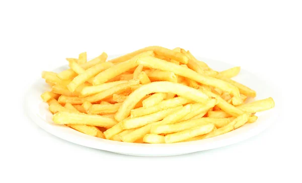 Potatoes fries in the plate isolated on white — Stock Photo, Image
