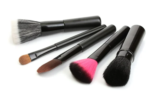 Schwarze Pinsel für Make-up isoliert auf weiß — Stockfoto