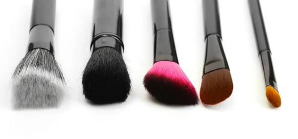 Black brushes for make-up isolated on white — Stock Photo, Image