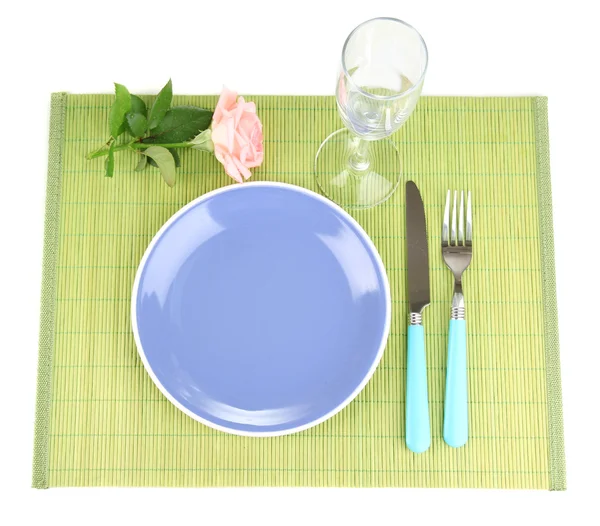 Table setting on a bamboo mat — Stock Photo, Image