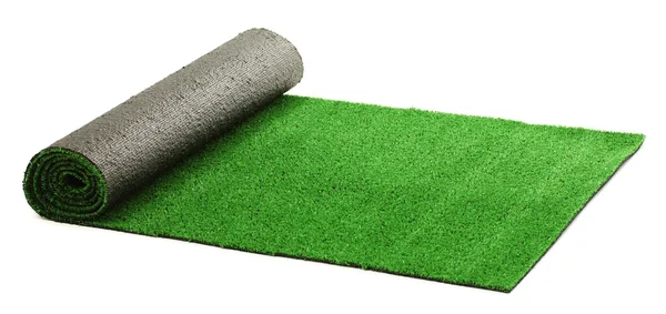 Artificial rolled green grass, isolated on white — Stock Photo, Image