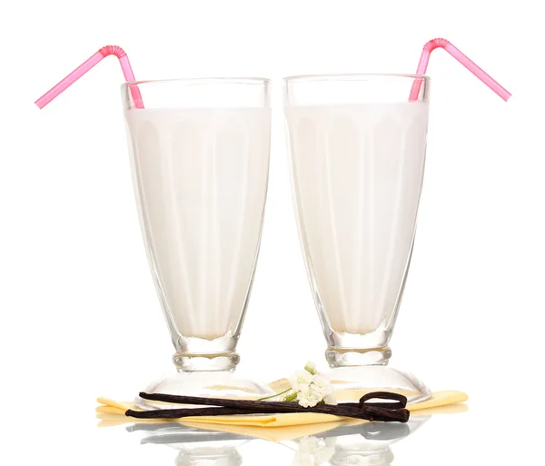 Vanilla milk shakes isolated on white — Stock Photo, Image