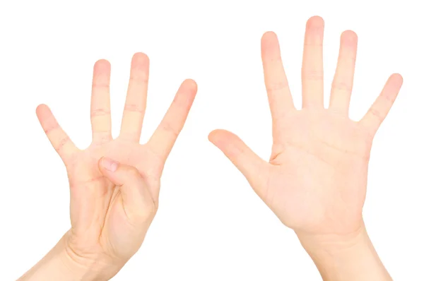 Hands making signs isolated on white — Stock Photo, Image