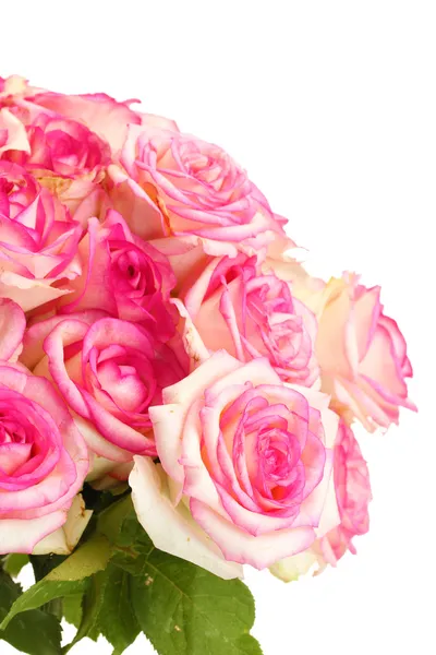 Bellissimo bouquet di rose rosa isolato su bianco — Foto Stock