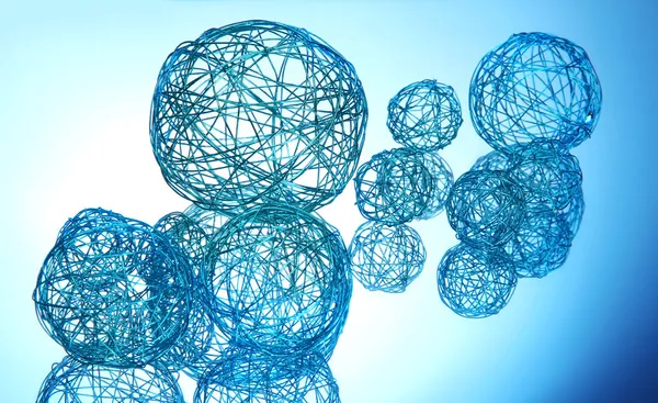 Beautiful decorative balls, on blue background — Stock Photo, Image