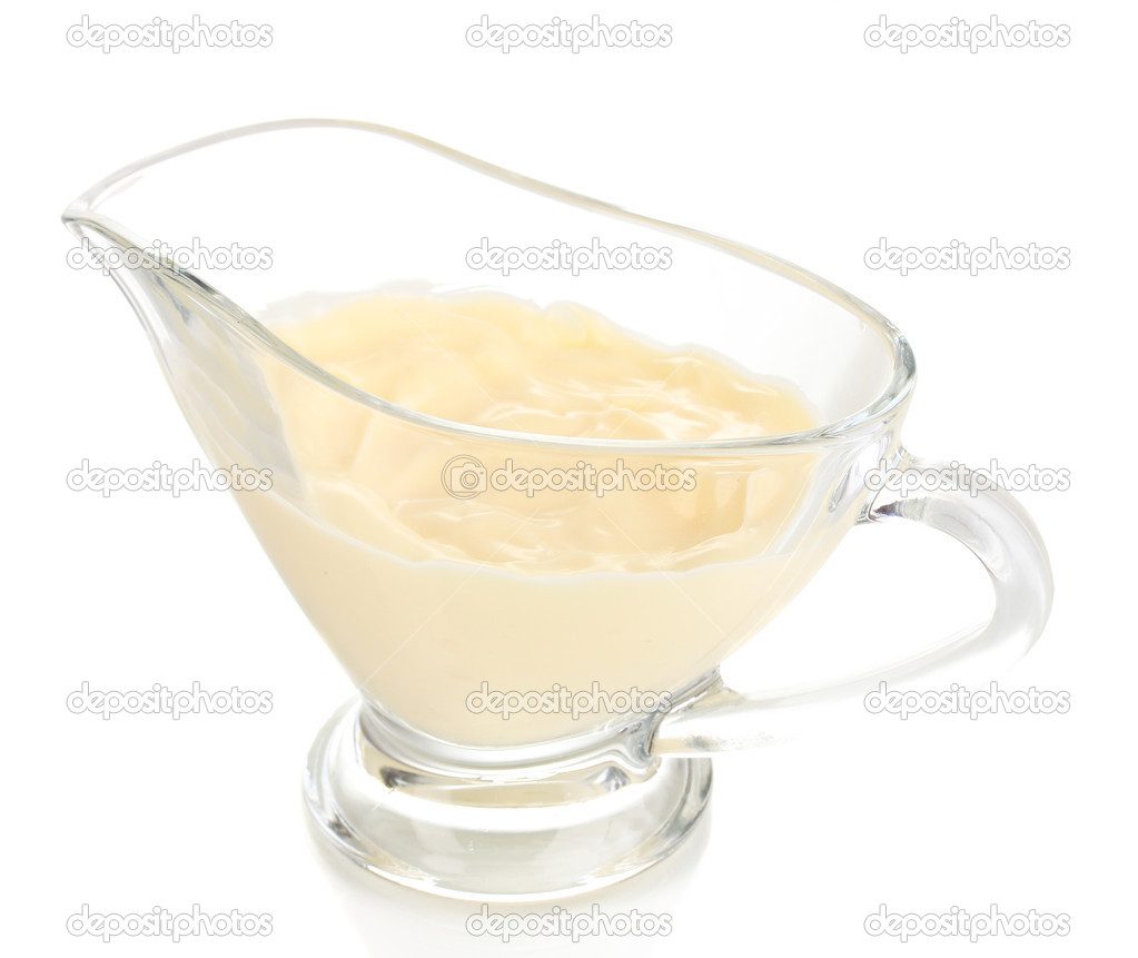 Mayonnaise in bowl isolated on white