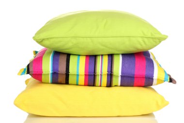 Bright color pillows isolated on white