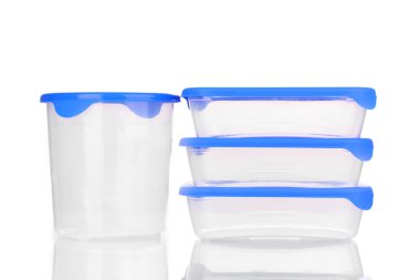 plastik üzerinde beyaz izole besin konteynerler