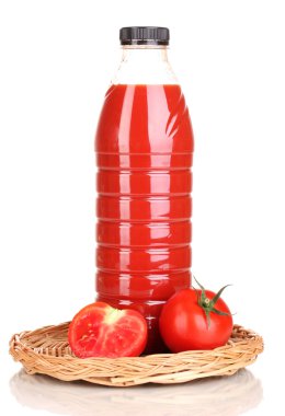 domates suyu şişesi üzerinde beyaz izole hasır mat