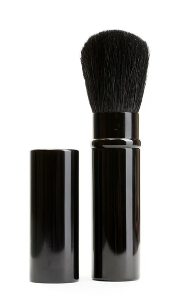 Cepillo negro para maquillaje aislado en blanco — Foto de Stock