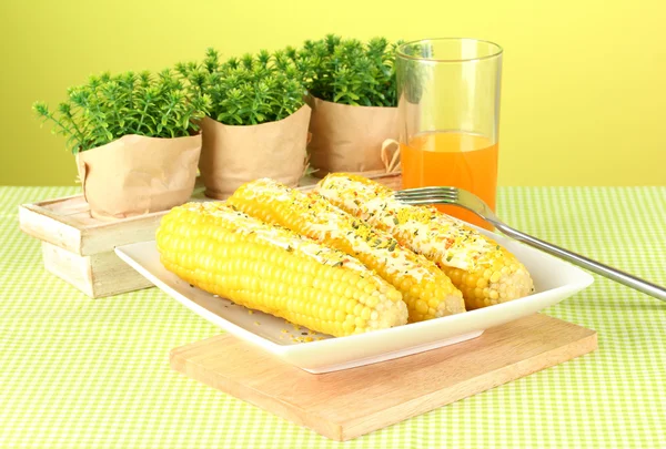 Boiled corn with butter and the juice — Stock Photo, Image