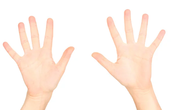 Ruce dávat znamení izolovaných na bílém — Stock fotografie