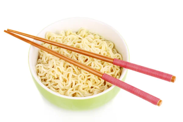 Asian noodles in bowl isolated on white — Stock Photo, Image