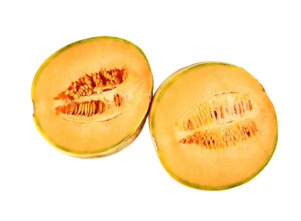 Geschnittene Melone isoliert auf weiß — Stockfoto