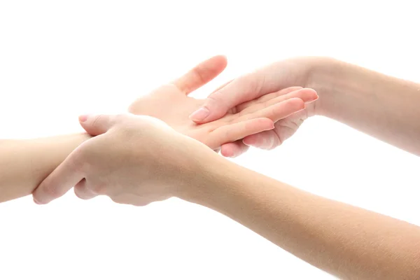 Hand massage, isolated on white — Stock Photo, Image