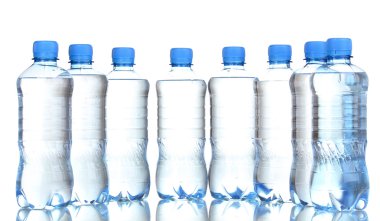 plastic bottles of water isolated on white