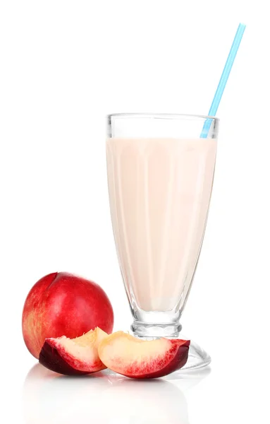 Peach milk shake isolated on white — Stock Photo, Image