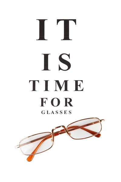 Eyesight test chart with glasses close-up — Stock Photo, Image
