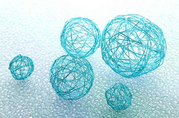 Beautiful decorative balls, on blue background — Stock Photo, Image