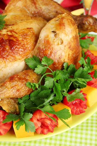 Roasted chicken close-up. Thanksgiving Day — Stock Photo, Image