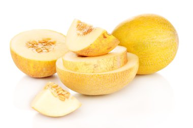 Olgun karpuz üzerinde beyaz izole kesmek