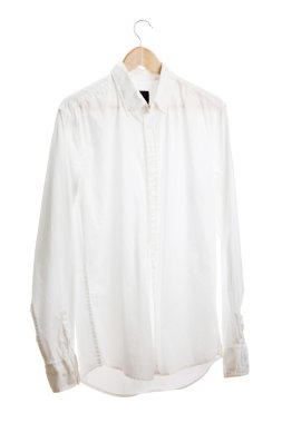 shirt on wooden hanger isolated on white clipart