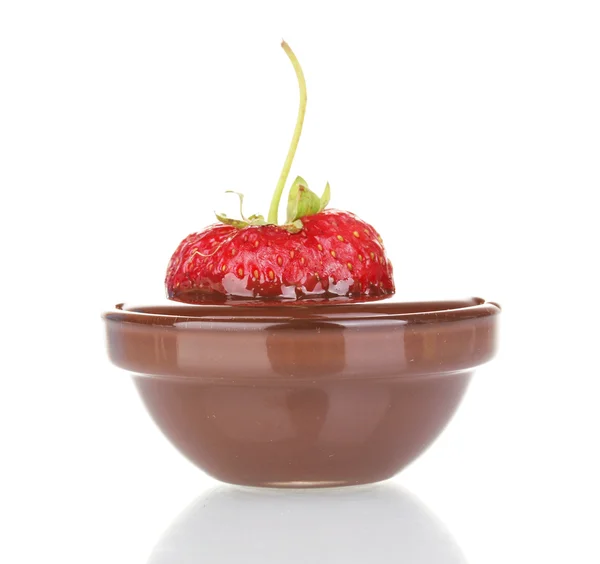 Tasty strawberry in chocolate isolated on white — Stock Photo, Image