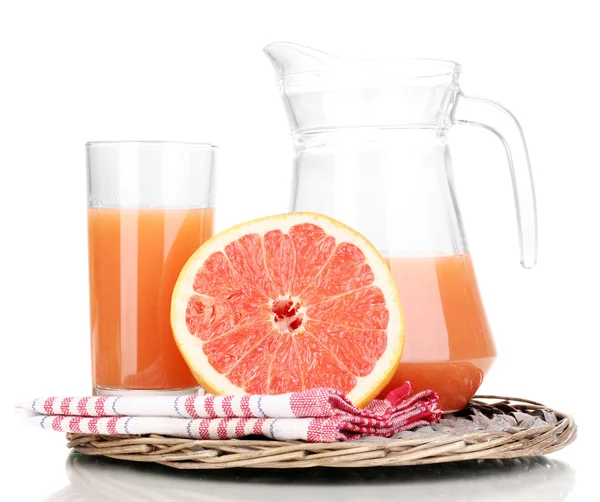 Grapefruitsaft und Grapefruit isoliert auf weiß — Stockfoto