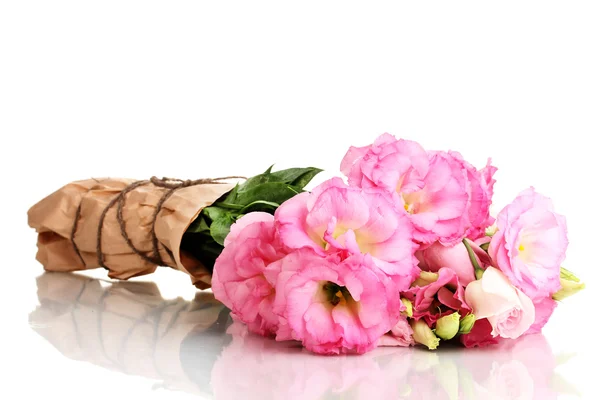 Bouquet of eustoma flowers, isolated on white — Stock Photo, Image