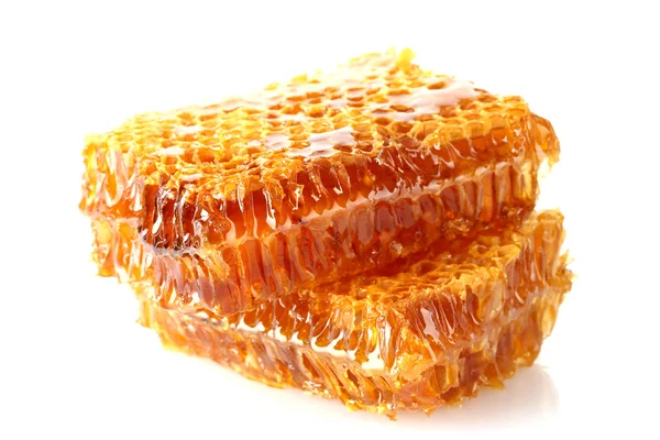 Sweet honeycombs with honey, isolated on white — Stock Photo, Image