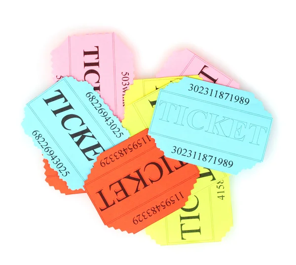 Colorful tickets isolated on white — Stock Photo, Image