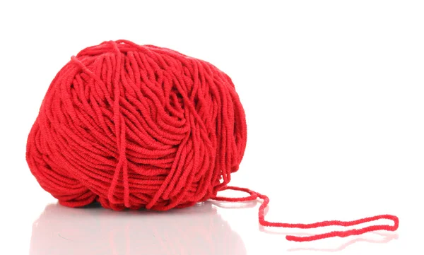 Red knitting yarn isolated on white — Stock Photo, Image