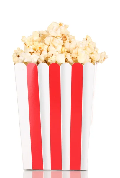 Scatola classica di popcorn isolato su bianco — Foto Stock