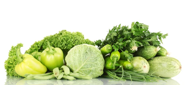 Fresh green vegetables isolated on white — Stock Photo, Image