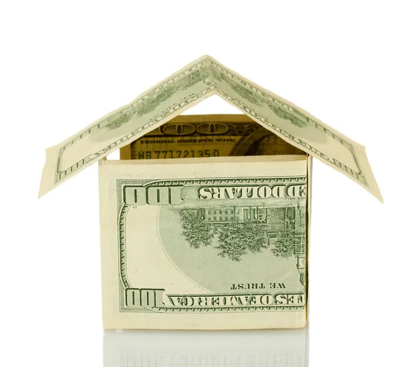 Dollar house isolated on white background close-up — Stock Photo, Image