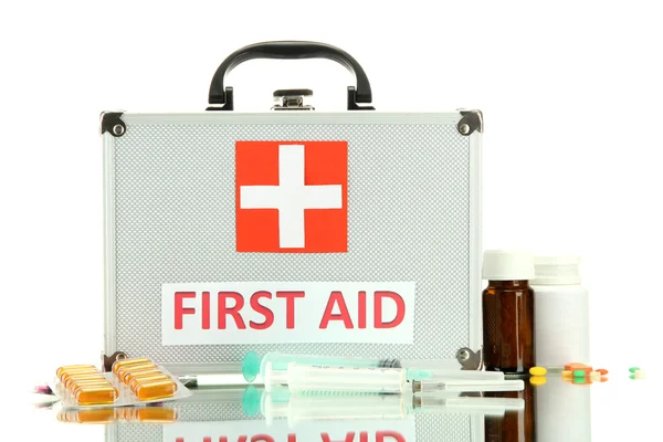 Caja de primeros auxilios, aislada en blanco — Foto de Stock