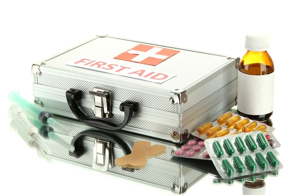 First aid box, isolated on white — Stock Photo, Image