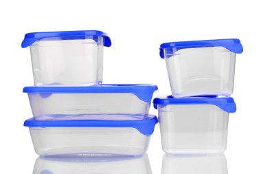 plastik üzerinde beyaz izole besin konteynerler