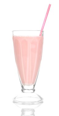 Pink milk shake isolated on white clipart