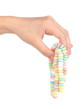 renk üzerinde el izole beyaz şeker